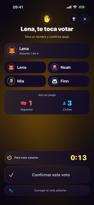 La votación nominal: Lena elige a un jugador